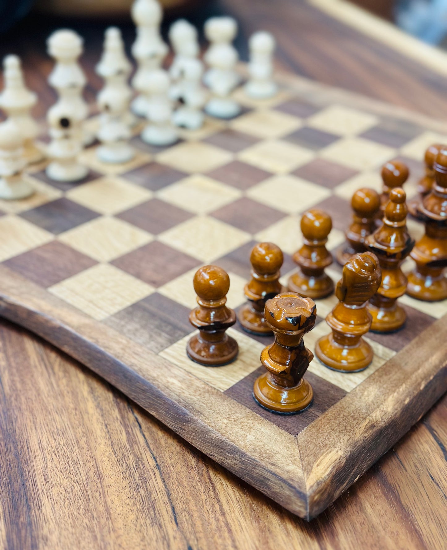 Wood & Tagua Chess Set - Restoration Oak
