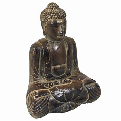 Hand Carved Meditating Buddha Statue - Restoration Oak