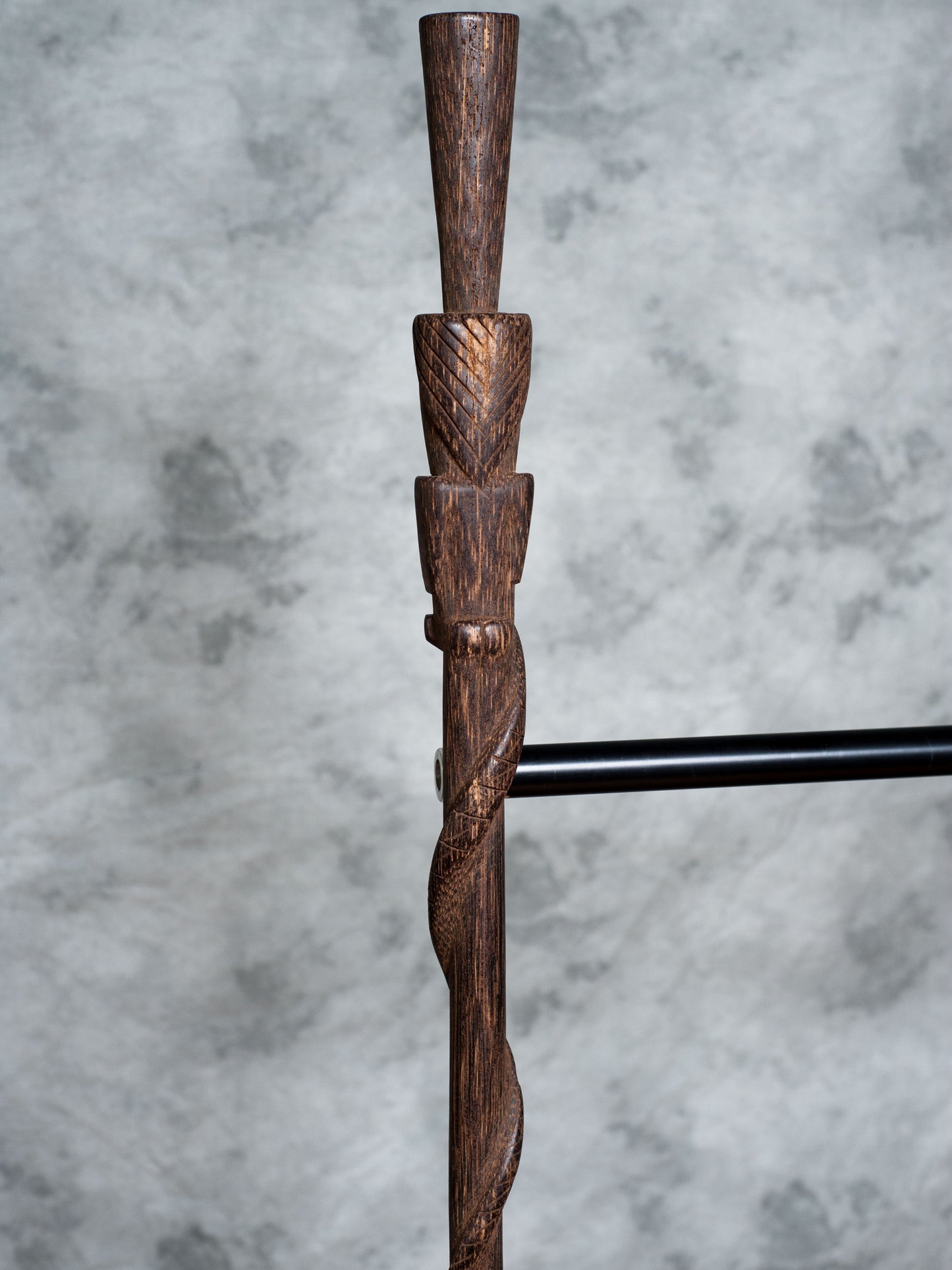 Hand Carved Large Frowning Tiki Man Walking Stick Made in Colombia