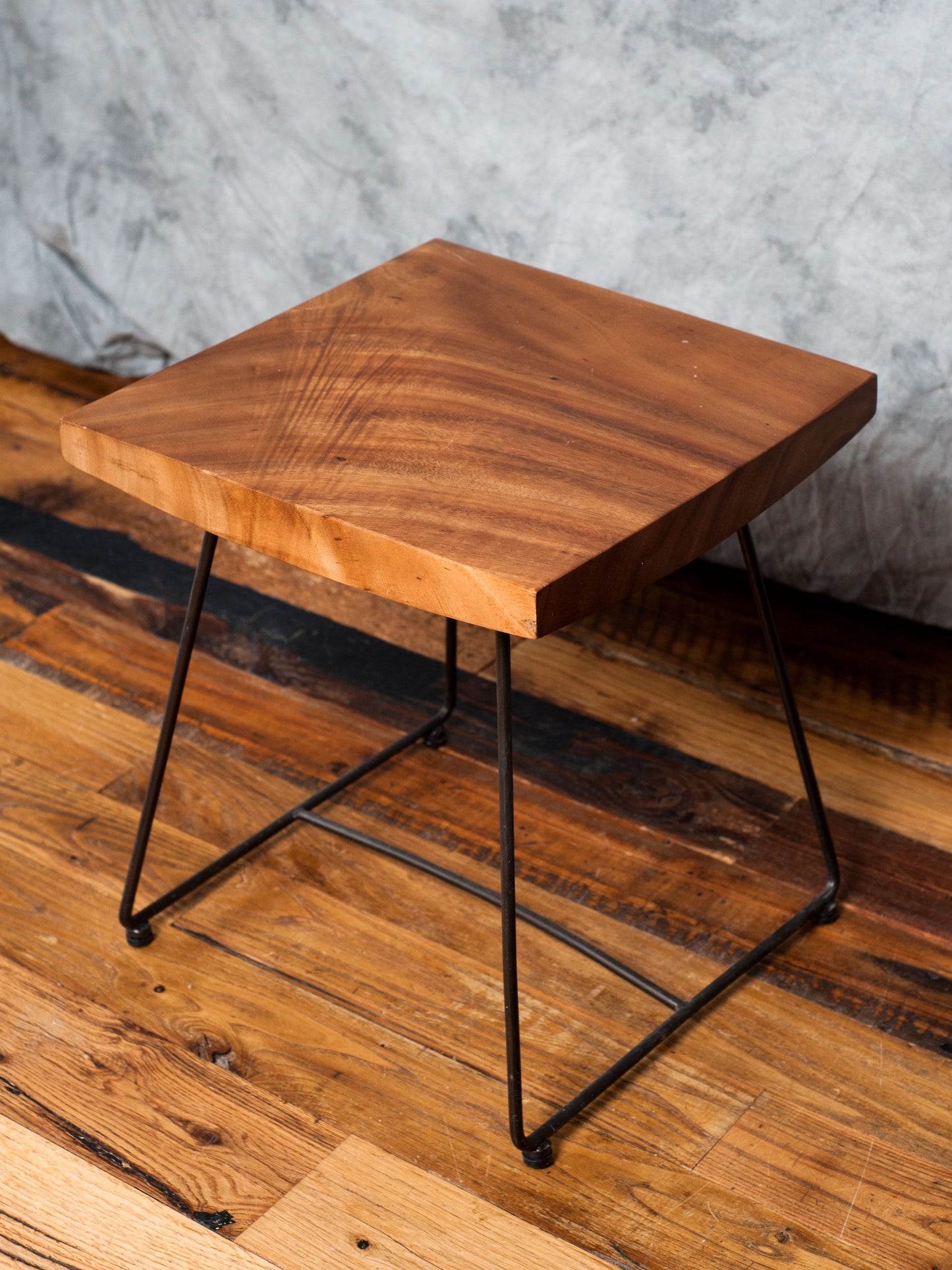 Suar & Metal End Table - Restoration Oak