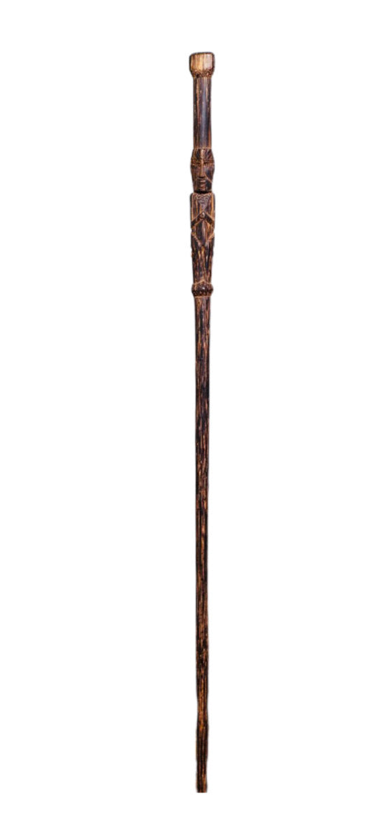 Hand carved Large Tiki Man Walking Stick Made from Palm Wood  in Colombia