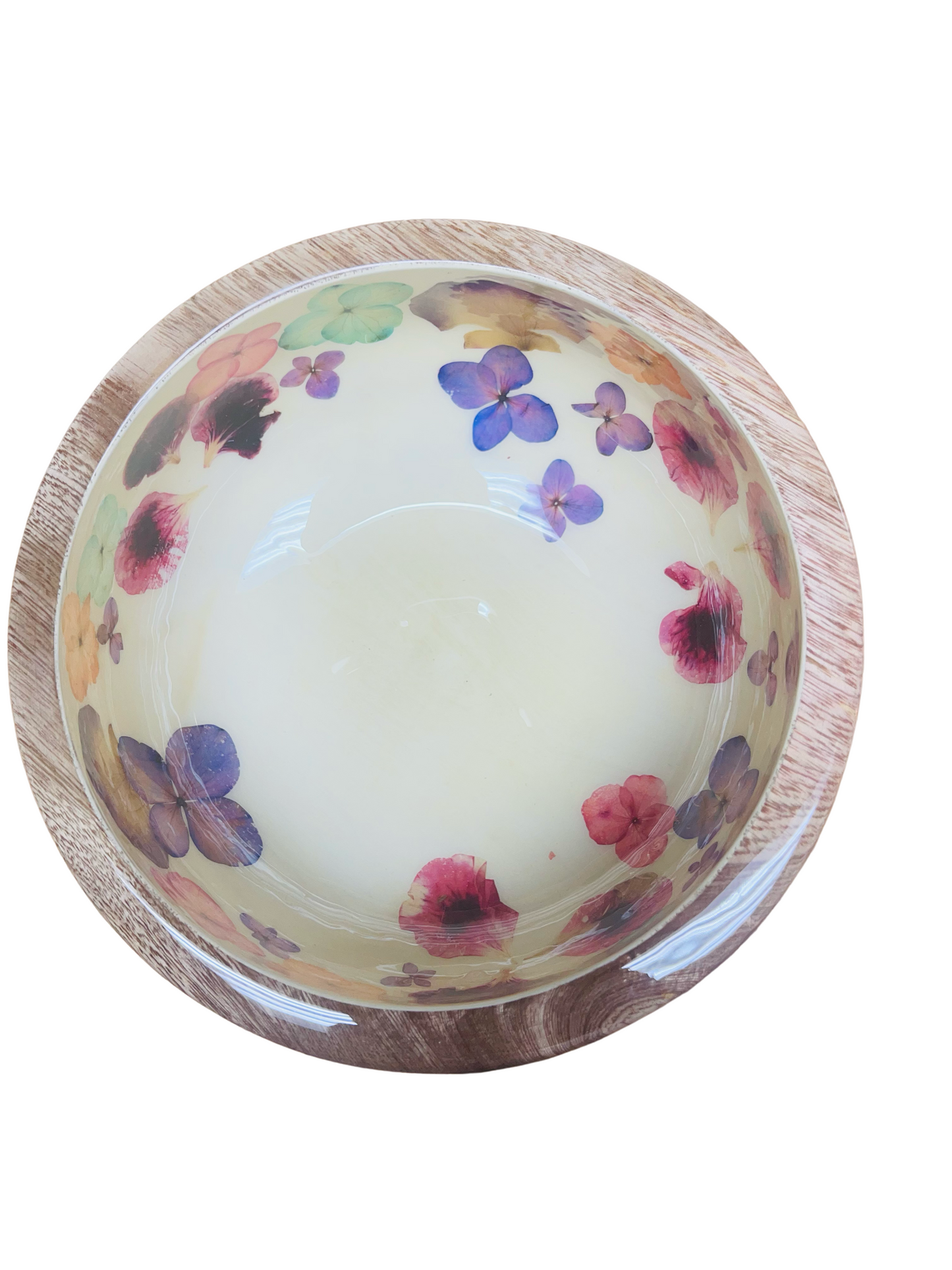 Decorative Bowl-Pressed Flowers - Restoration Oak