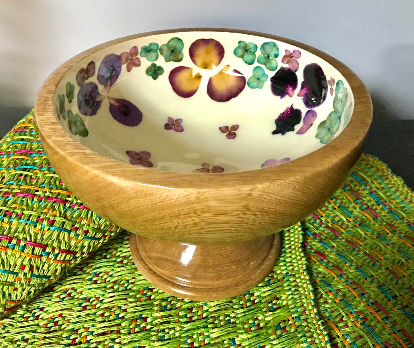 Fruit Bowl-Pressed Flowers - Restoration Oak