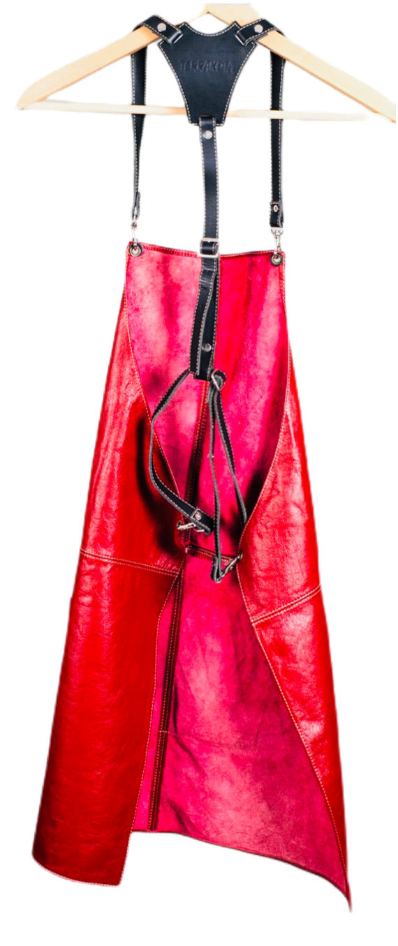 Red & Black Leather Apron