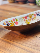 Load image into Gallery viewer, Canoe Shaped Bowl-Pressed Flowers - Restoration Oak