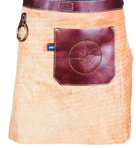 Handcrafted Suede & Leather Compass Half Apron Imported from Colombia