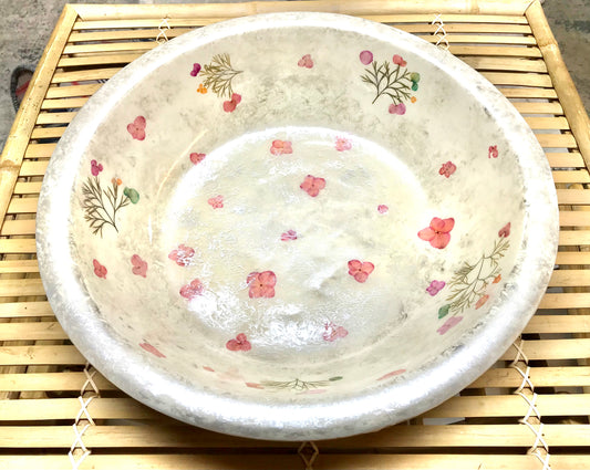 Large Round Platter (Metallic)-Pressed Flowers - Restoration Oak
