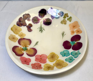 Round Bowl-Pressed Flowers - Restoration Oak