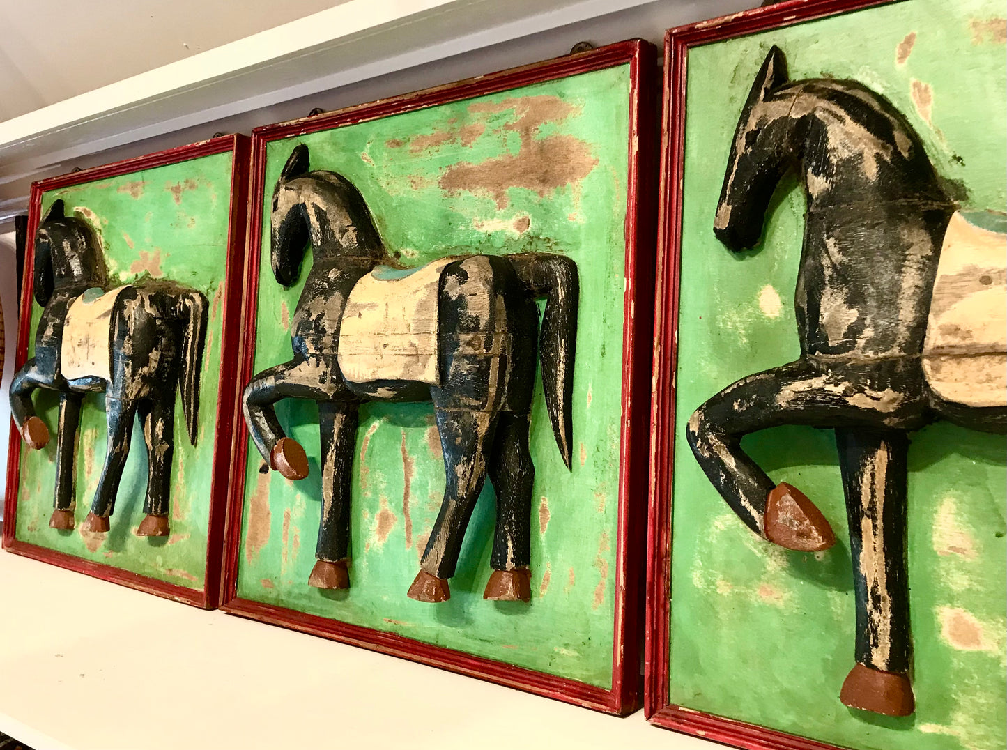 Framed Wood Horses - Restoration Oak