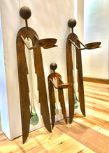 Load image into Gallery viewer, Angel Wall Candle Holders with Glass Tear Drop - Restoration Oak