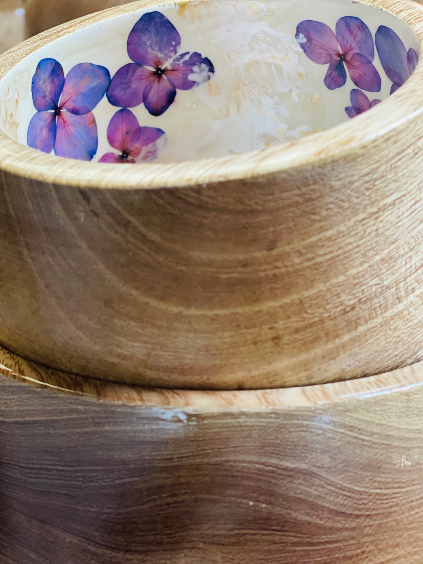 Set of Bowls-Pressed Flowers - Restoration Oak