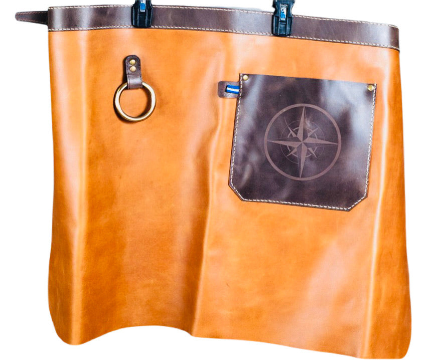 Handcrafted Leather Compass Hald Apron Imported from Colombia