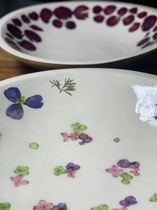 Extra Large Round Platter-Pressed Flowers - Restoration Oak