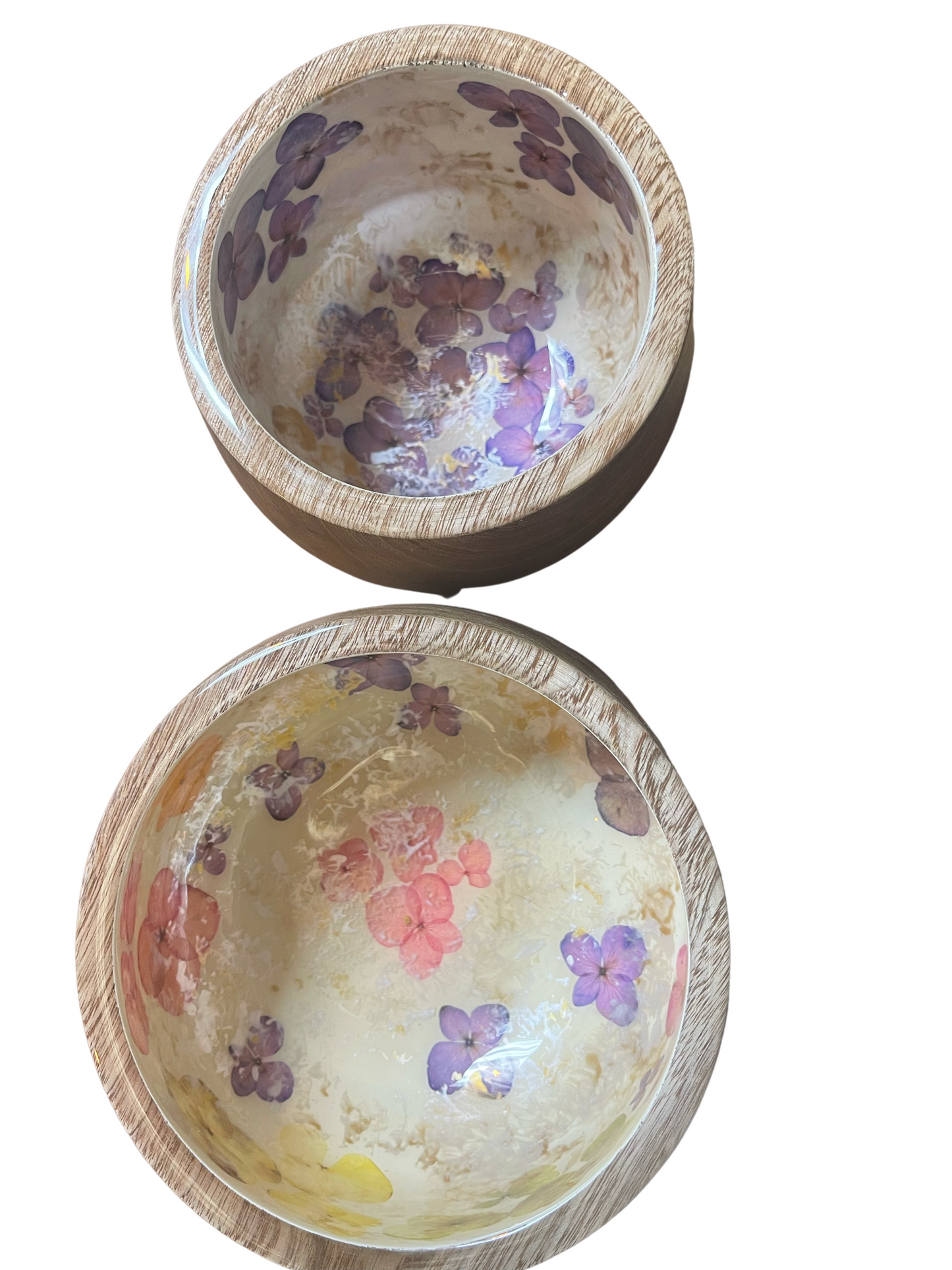 Set of Bowls-Pressed Flowers - Restoration Oak
