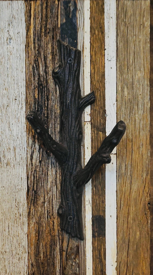 Two Hook Tree Branch Wall Mount - Restoration Oak