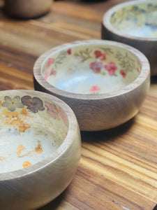 Metallic Decorative Bowl-Pressed Flowers - Restoration Oak