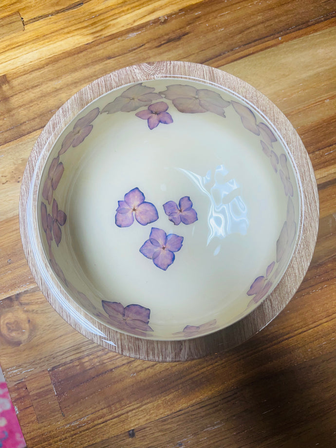Decorative Bowl-Pressed Flowers - Restoration Oak